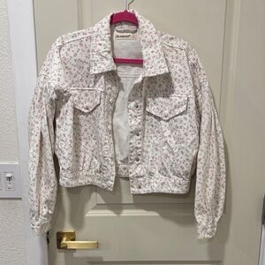 Blank NYC Women's Floral Jean Jacket - Cream and Pink